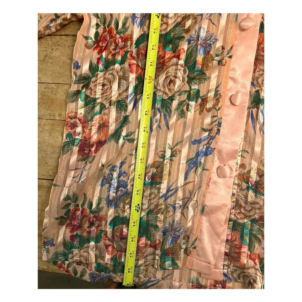 Victoria Secret Gold Label VTG Small Night Shirt Satin Pink Floral ‎ Pajamas